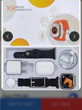 X9 UNIQUE Smartwatch Combo with Black Bands and Orange Watch Face NIB